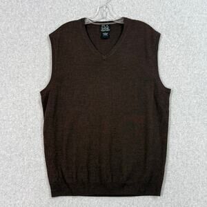 Jos A Bank 100% Merino Wool Sweater Vest Size L Travel Grampa Business Brown